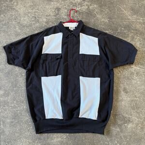 Vintage Alexxus Polo Shirt Mens XXL 2XLT Black Short Sleeve Front Pocket 90s Y2K